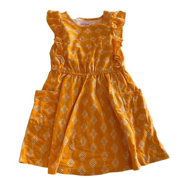 Cat & Jack Yellow Aztec Ruffle Dress - Size Medium - Picture 1 of 5